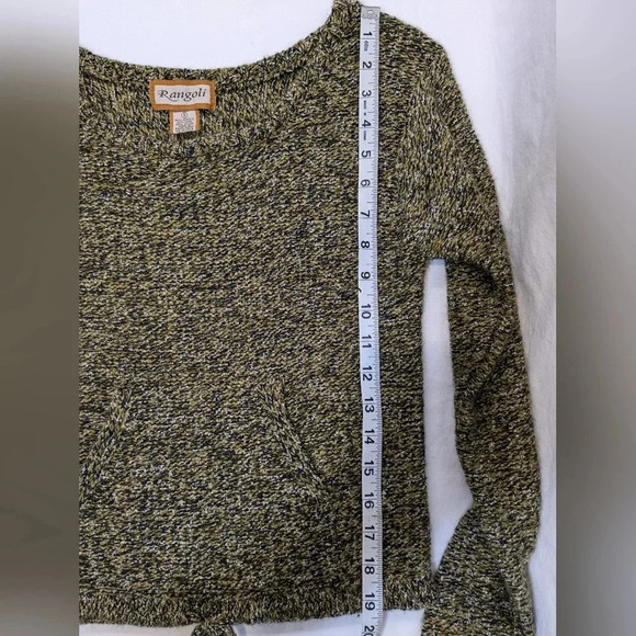 Rangoli pullover wool blend sweater with center pocket, black/ gold,size S - Picture 5 of 7